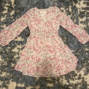 Girls Large exaggerated floral print smock dress
